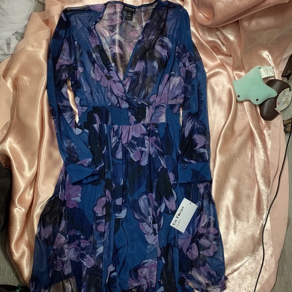 Blue floral longsleeve dress - Picture 3 of 5